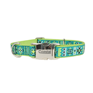 Ribbon Collar Verde de Nylon Diseño Tribal para Perro, Chico/Mediano