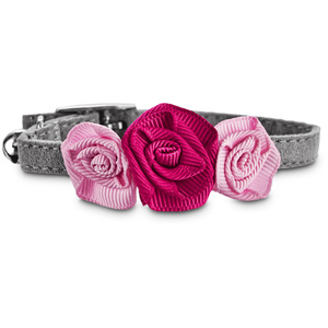 Bond & Co Collar Cierre de Seguridad Elástico con Flores Rosas para Gatito Color Gris Bond & Co Collar Cierre de Seguridad Elástico con Flores Rosas para Gatito Color Gris