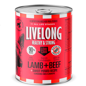 Livelong Healthy & Strong Alimento Natural Húmedo para Perro Todas las Edades Receta Cordero/Res/Camote, 354 g Livelong Healthy & Strong Alimento Natural Húmedo para Perro Todas las Edades Receta Cordero/Res/Camote, 354 g