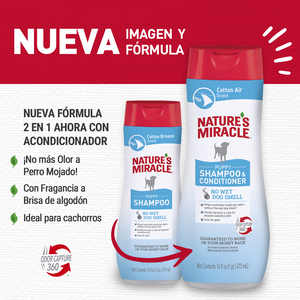Nature's Miracle Shampoo y Acondicionador 4 en 1 Para Cachorro, 473 ml