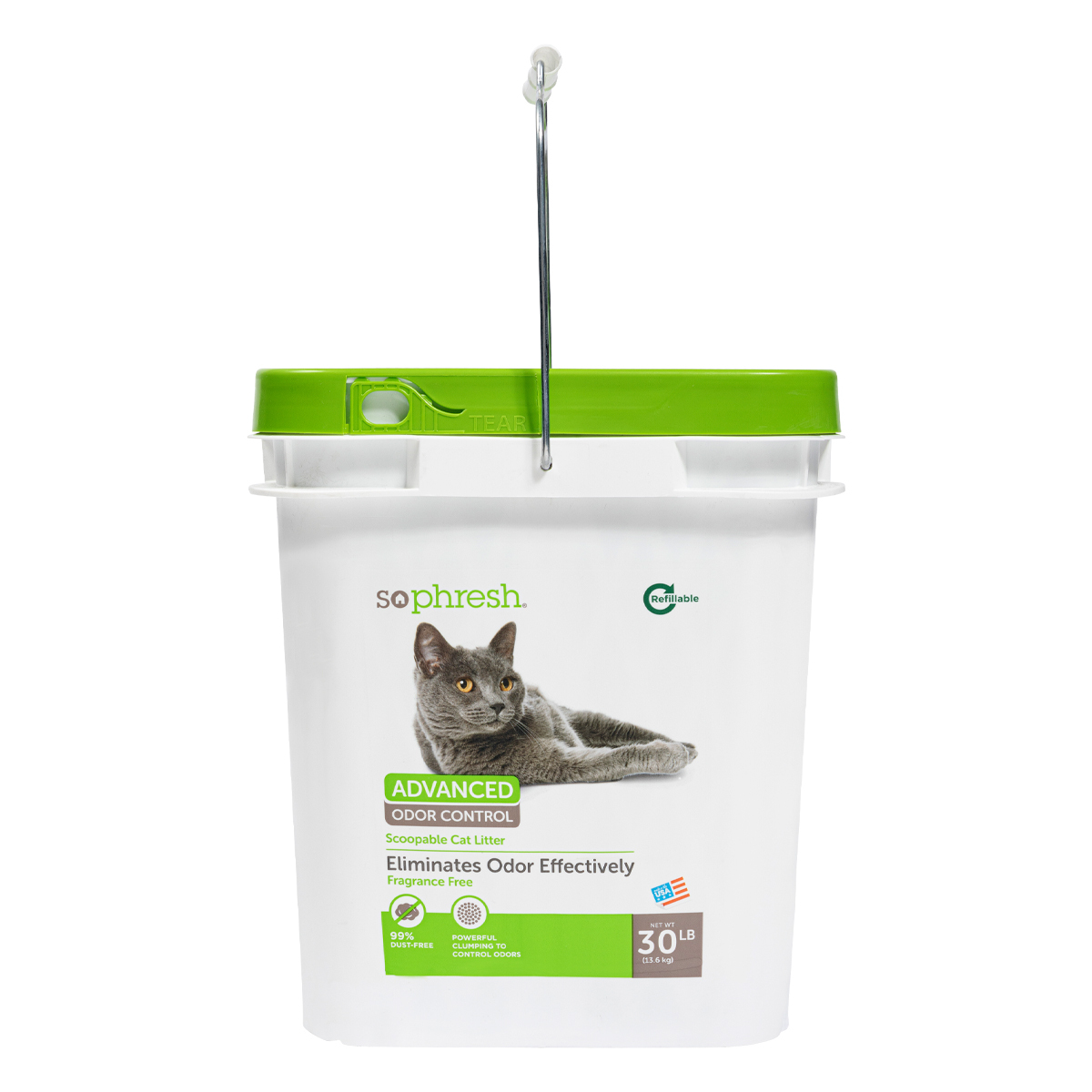 Sophresh Advanced Odor Control Arena de Arcilla Aglutinante sin Esencia para Gato, 13.6 kg