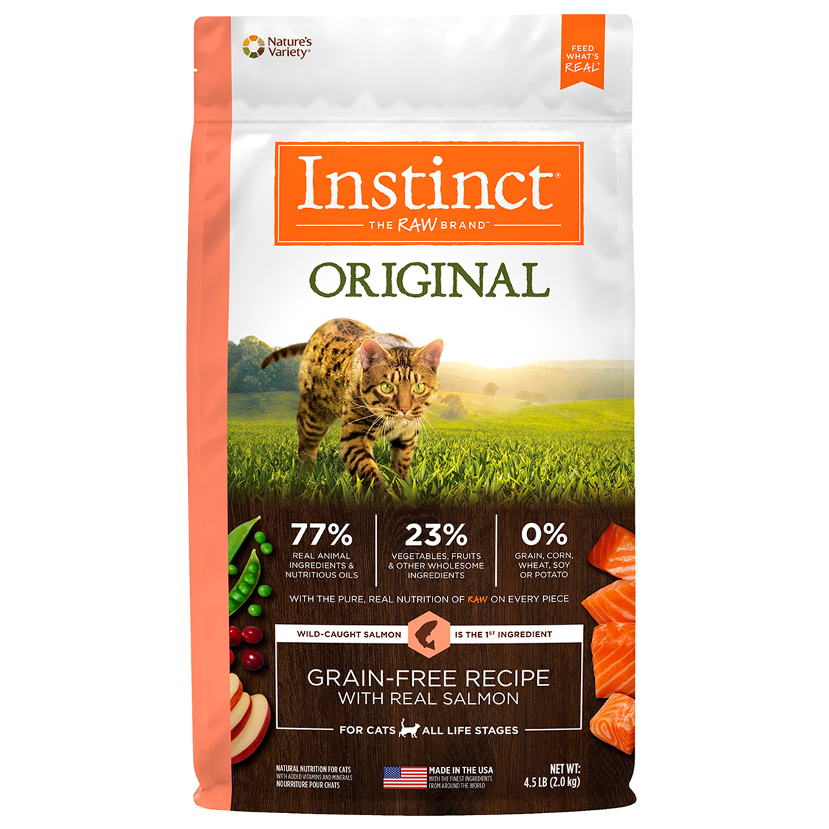 Instinct Original Alimento Natural Libre de Granos para Gato Todas las Edades Receta Salmón, 2 kg