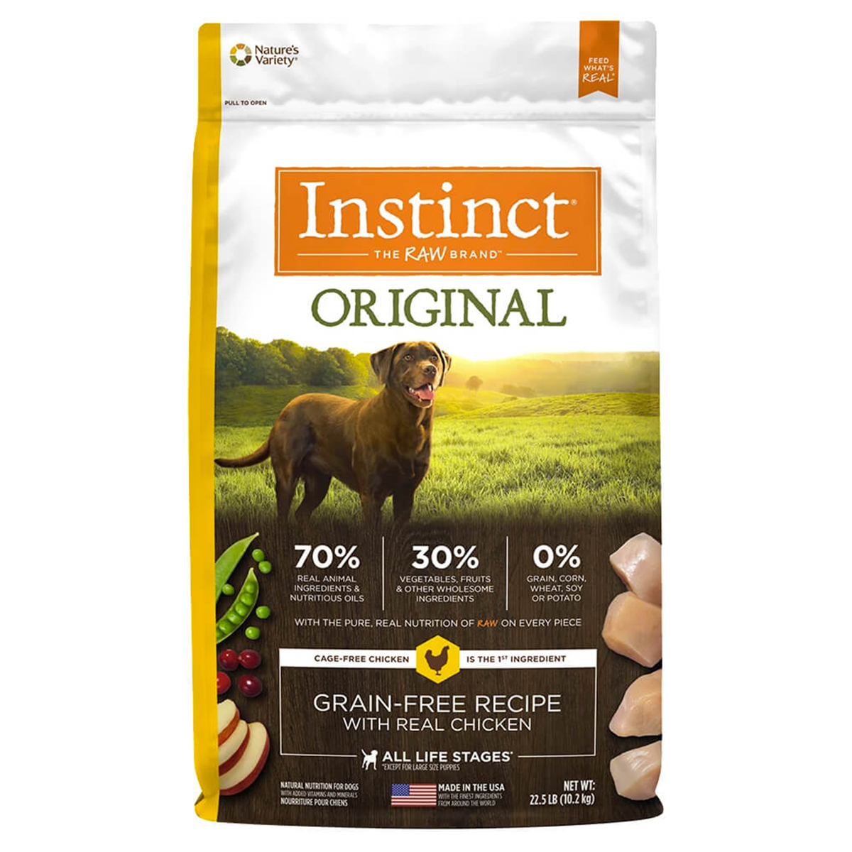 Instinct Original Libre de Granos Alimento Natural para Perro Todas las Edades Receta Pollo, 10.2 kg