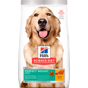 Hill's Science Diet Perfect Weight Alimento Seco para Perro Adulto Reducción de peso Receta Pollo, 11.3 kg