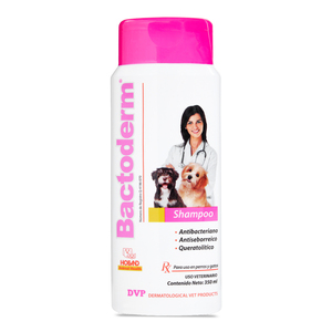 Hollad Bactoderm Shampoo Antibacteriano, Antiseborreico y Queratolítico para Perro y Gato, 350 ml