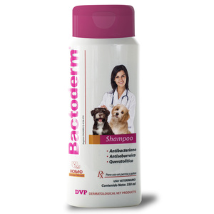 Hollad Bactoderm Shampoo Antibacteriano, Antiseborreico y Queratolítico para Perro y Gato, 350 ml