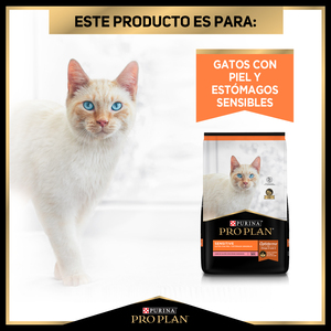 Pro Plan Optiderma Sensitive Alimento Seco para Gato Adulto Receta Salmón y Arroz, 3 kg
