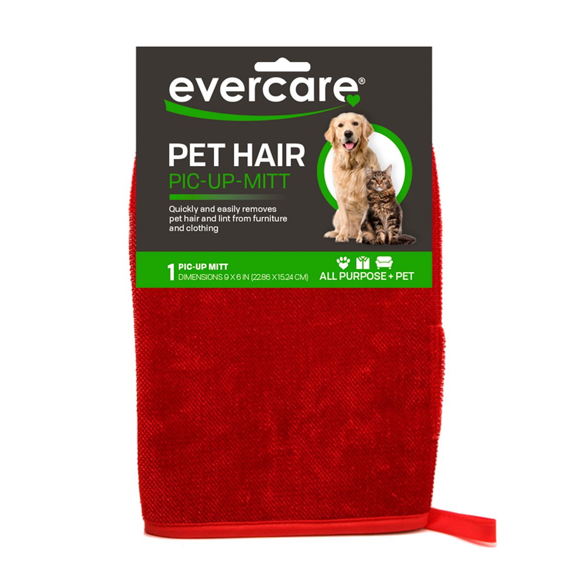 Evercare Guante Removedor de Pelo Suelto de Mascotas y Superficies para Perro, Unitalla