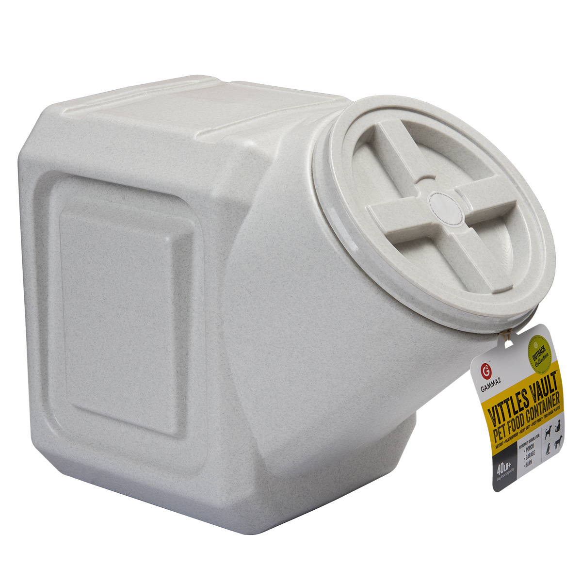 Gamma Plastics Contenedor Apilable Color Blanco para Alimento para Perro, 18 kg