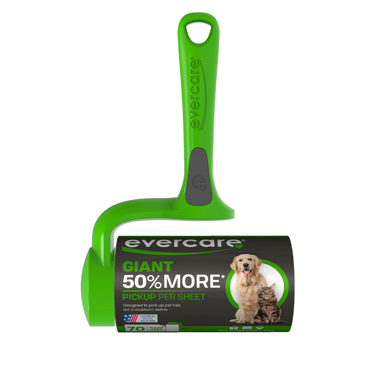 Evercare Rodillo Adhesivo Gigante Removedor de Pelo de Mascotas para Perro, 70 Hojas