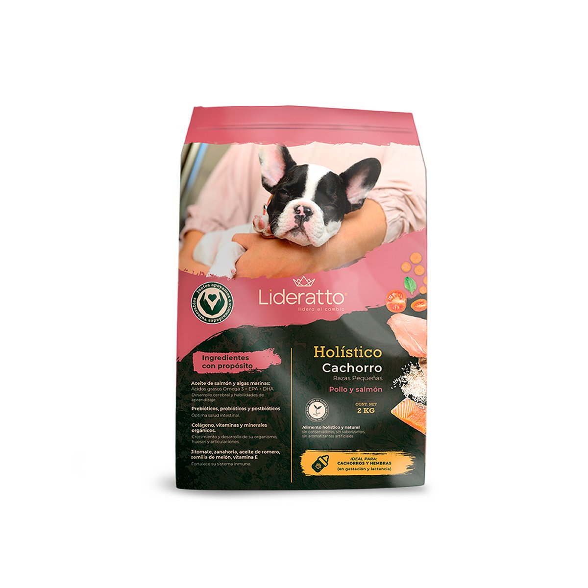 Lideratto Alimento Natural para Cachorro Raza Pequeña Receta Pollo y Salmón, 8 kg