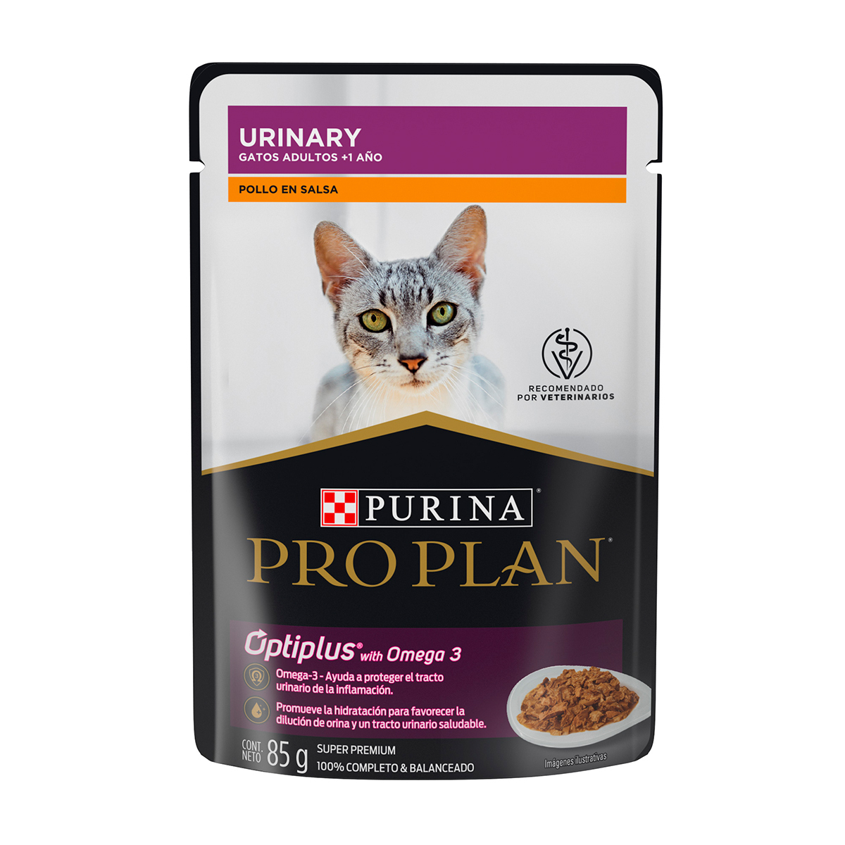 Pro Plan Urinary Optiplus Alimento Húmedo para Gato Adulto Receta Pollo en Salsa, 85 g