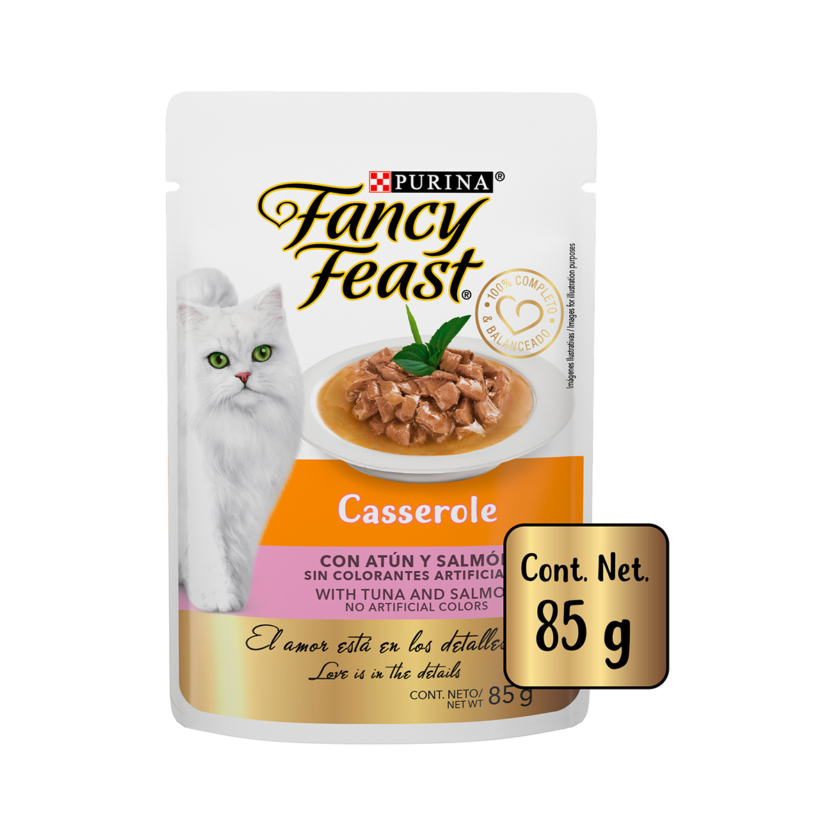 Fancy Feast Casserole Alimento Húmedo para Gato Adulto Receta Atún y Salmón, 85 g