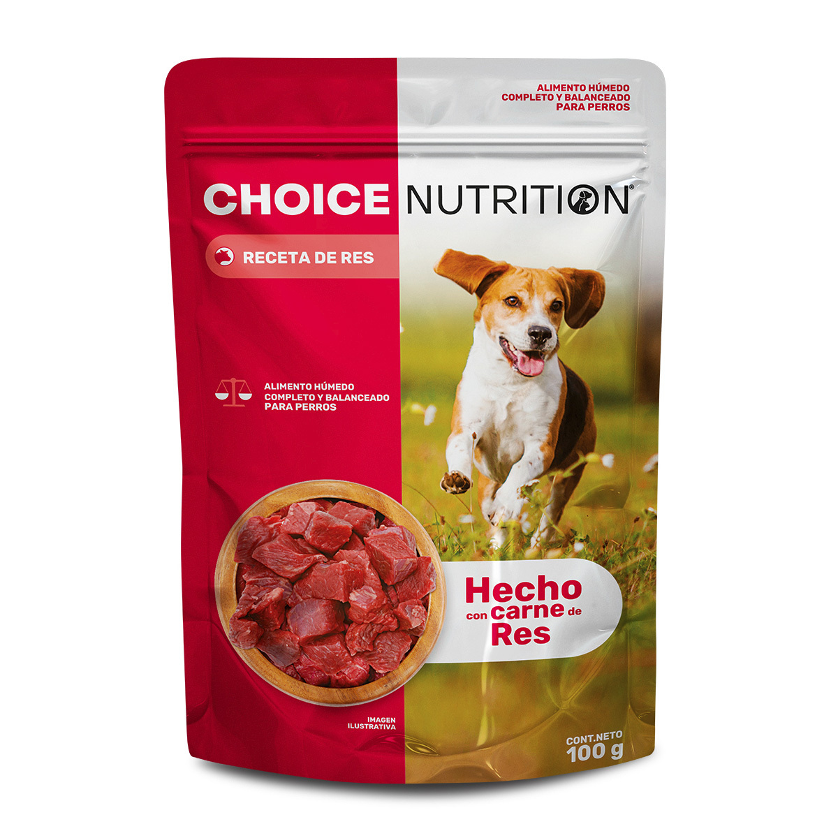 Choice Nutrition Alimento Avanzado Húmedo para Perro Adulto Todas las Razas Receta Res, 100 g
