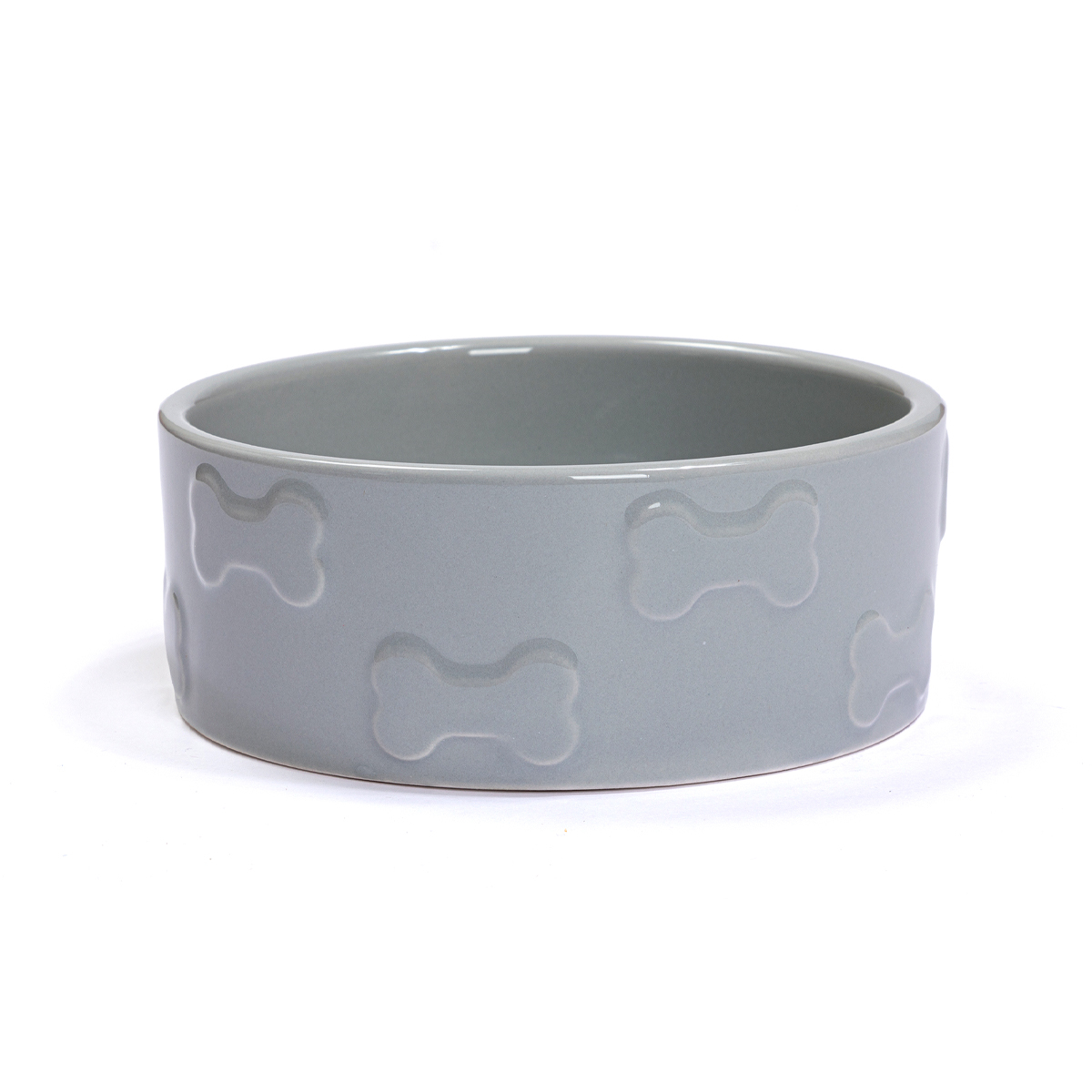 ParkLife Manor Tazón de Cerámica Diseño Huesos Color Gris para Perro, 2 Tazas