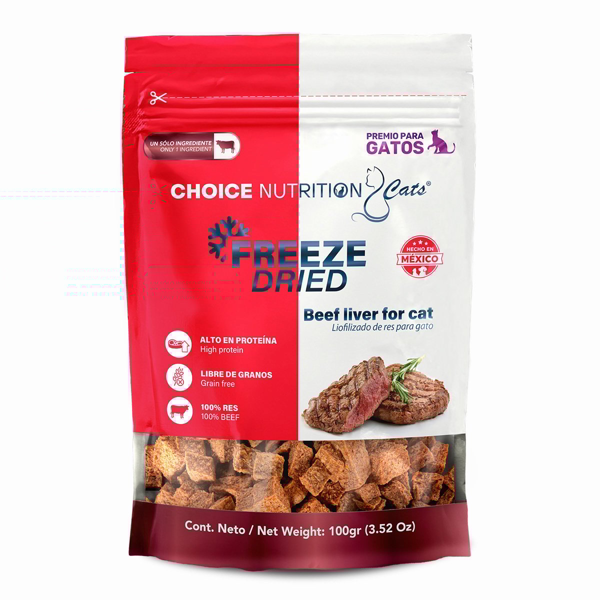 Choice Nutrition Freeze Dried Premio Liofilizado de Hígado Res para Gato, 100 g