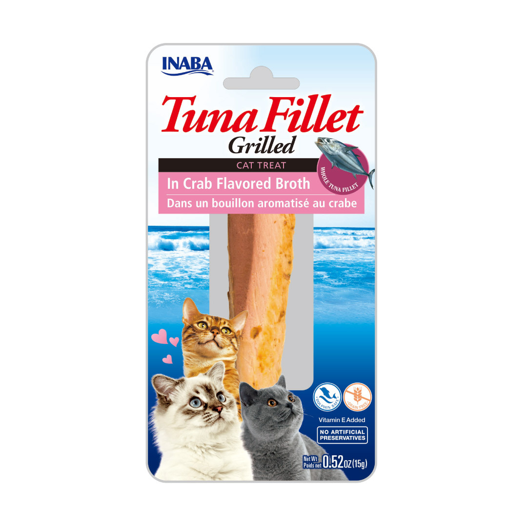 Inaba Premio Filete de Atún a la Parrilla en Caldo de Cangrejo para Gato Todas las Etapas de Vida, 15 g