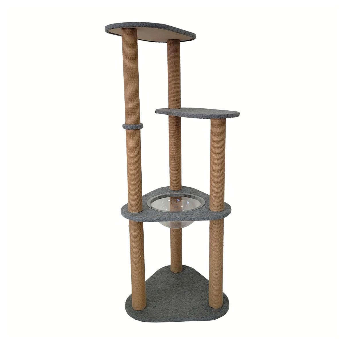 EveryYay Mueble de Tres Niveles con Rascadores de Yute para Gato, Gris