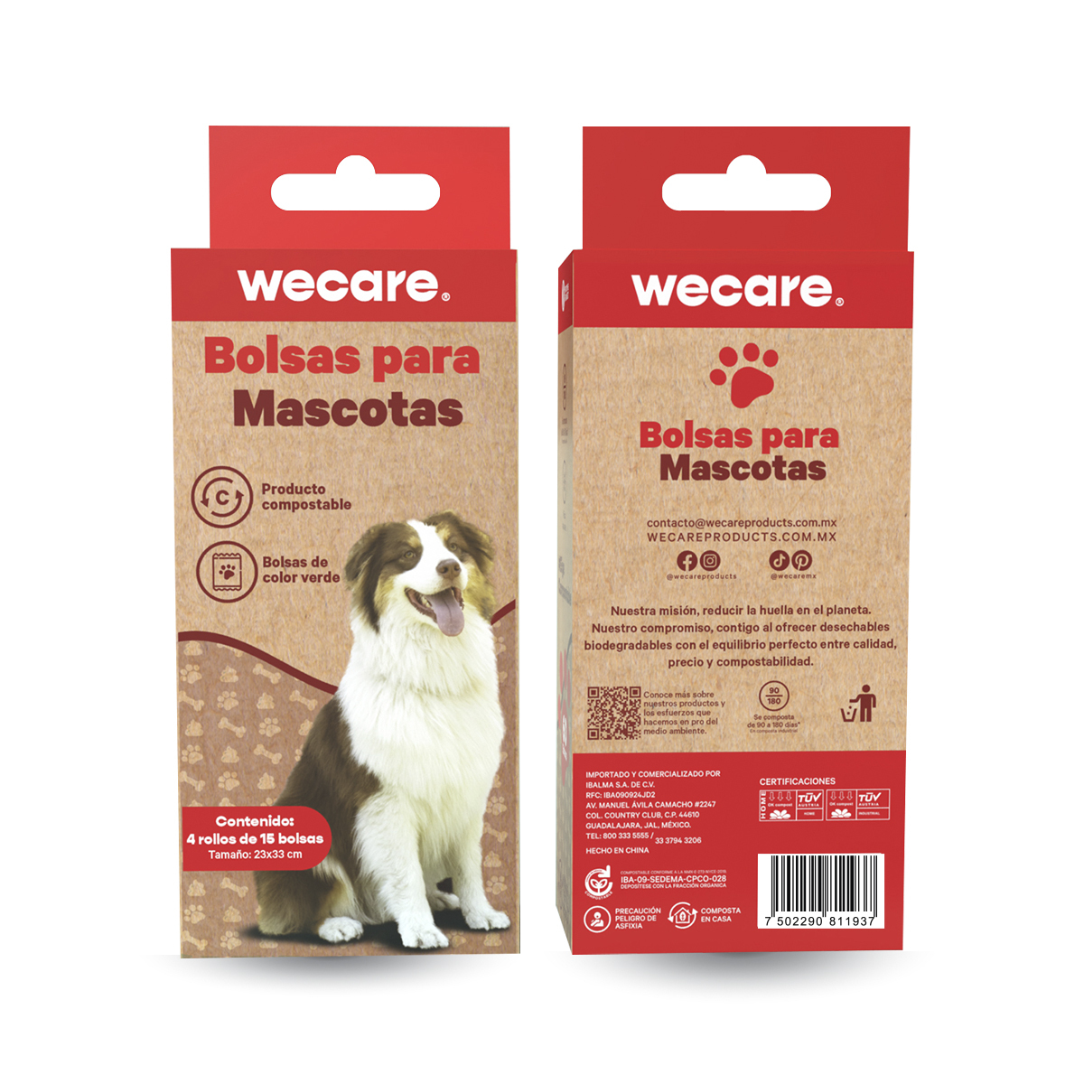 Wecare Bolsas Biodegradables y Compostables para Desechos de Perro, 60 Bolsas