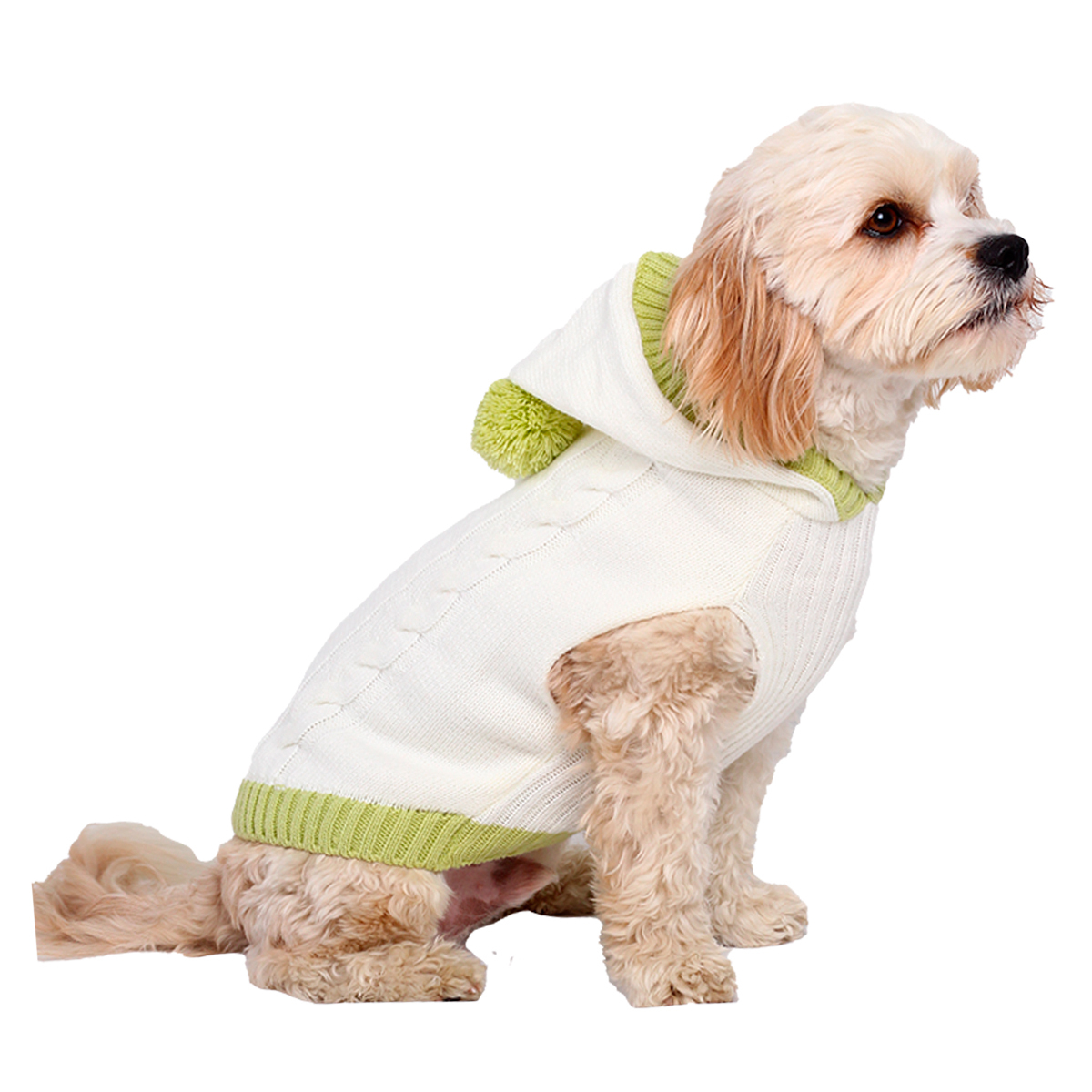 Latipaw Suéter Tejido Blanco con Pompón para Perro, Mediano