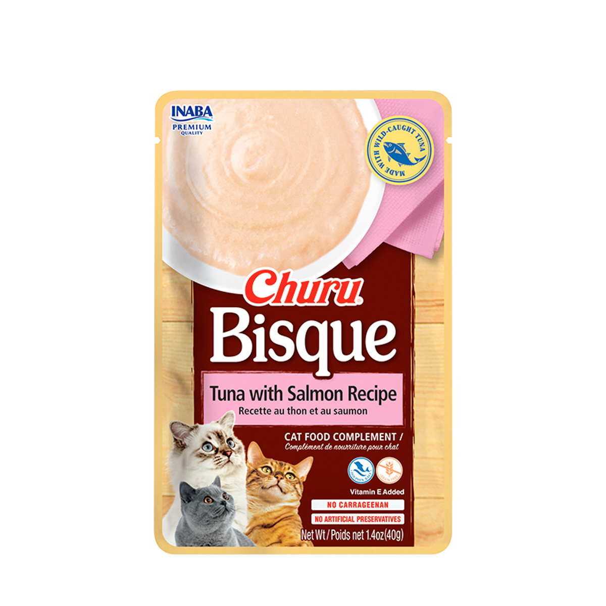 Inaba Churu Bisque Premio Cremoso para Gato Receta Atún y Salmón, 40 g