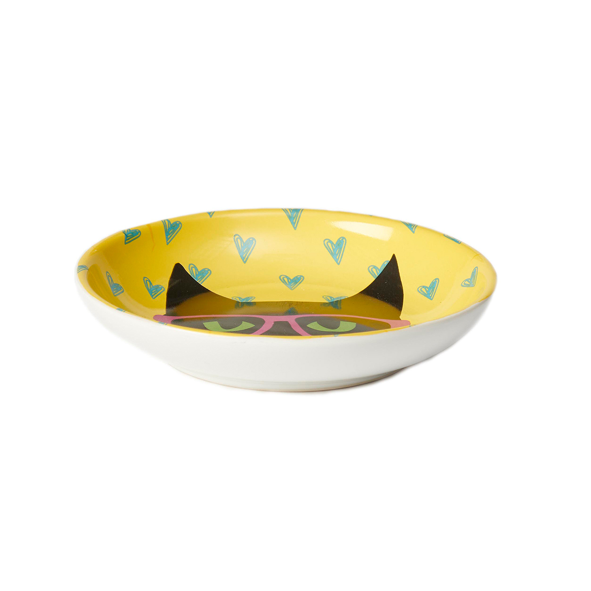 Petrageous Tazón de Cerámica Estilo Platillo Modelo Smart Kitty para Gato, Chico