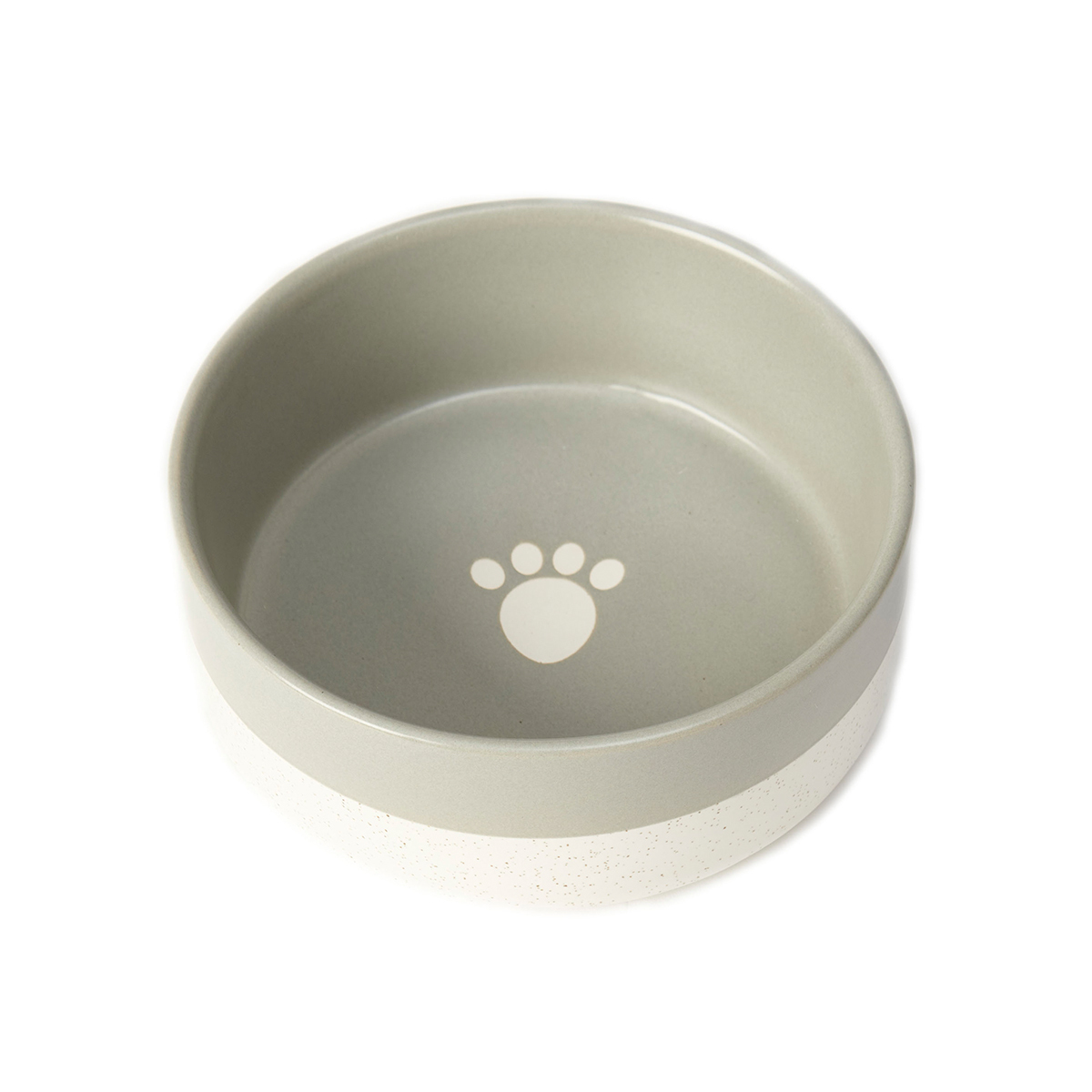 Petrageous Tazón de Cerámica Diseño Banda Gris y Salpicado para Perro, Chico