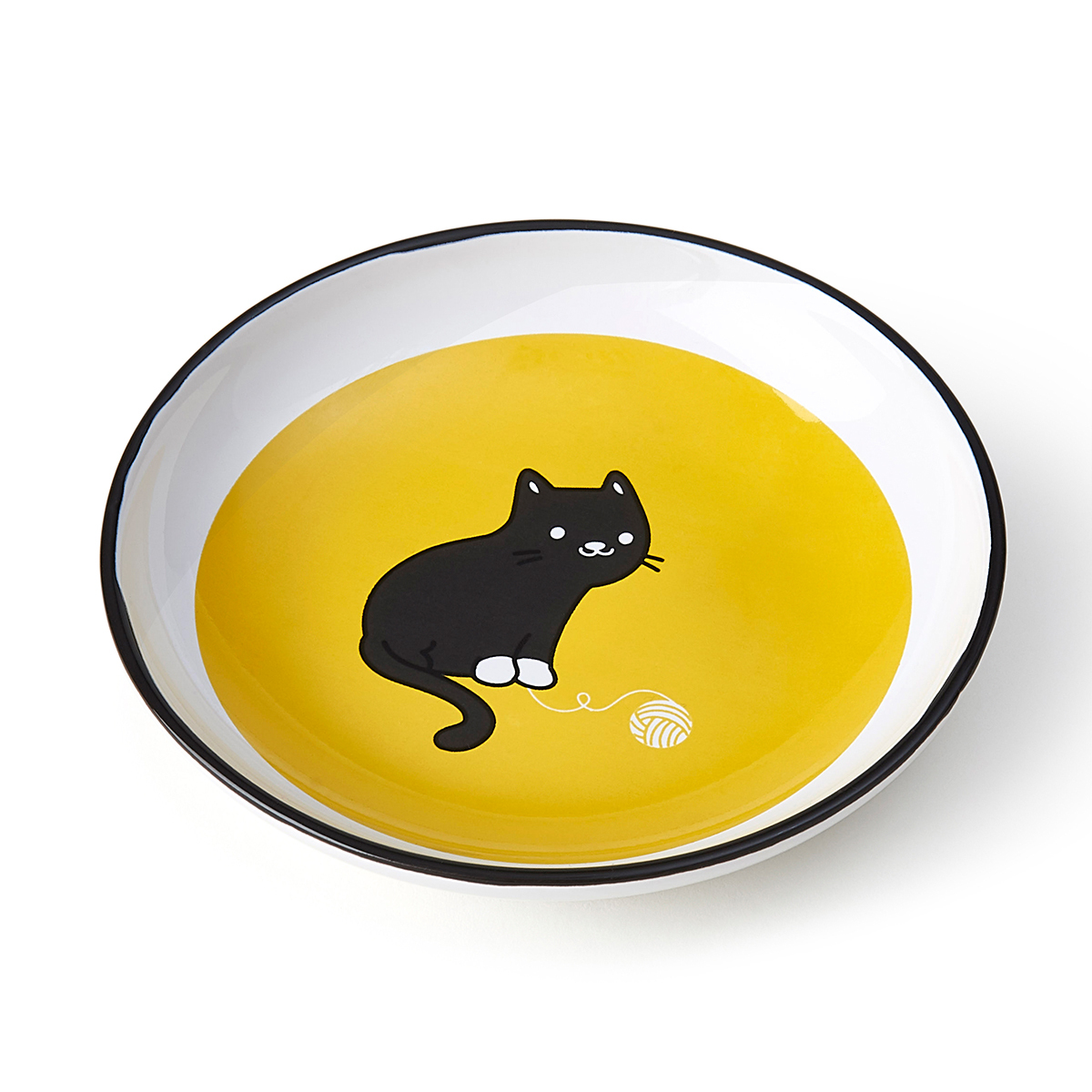 Petrageous Tazón de Cerámica Estilo Platillo Modelo Bola de Estambre para Gato, X-Chico