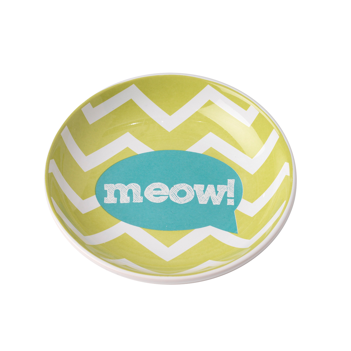 Petrageous Tazón de Cerámica Estilo Platillo Modelo Zigazaga Meow para Gato, Chico