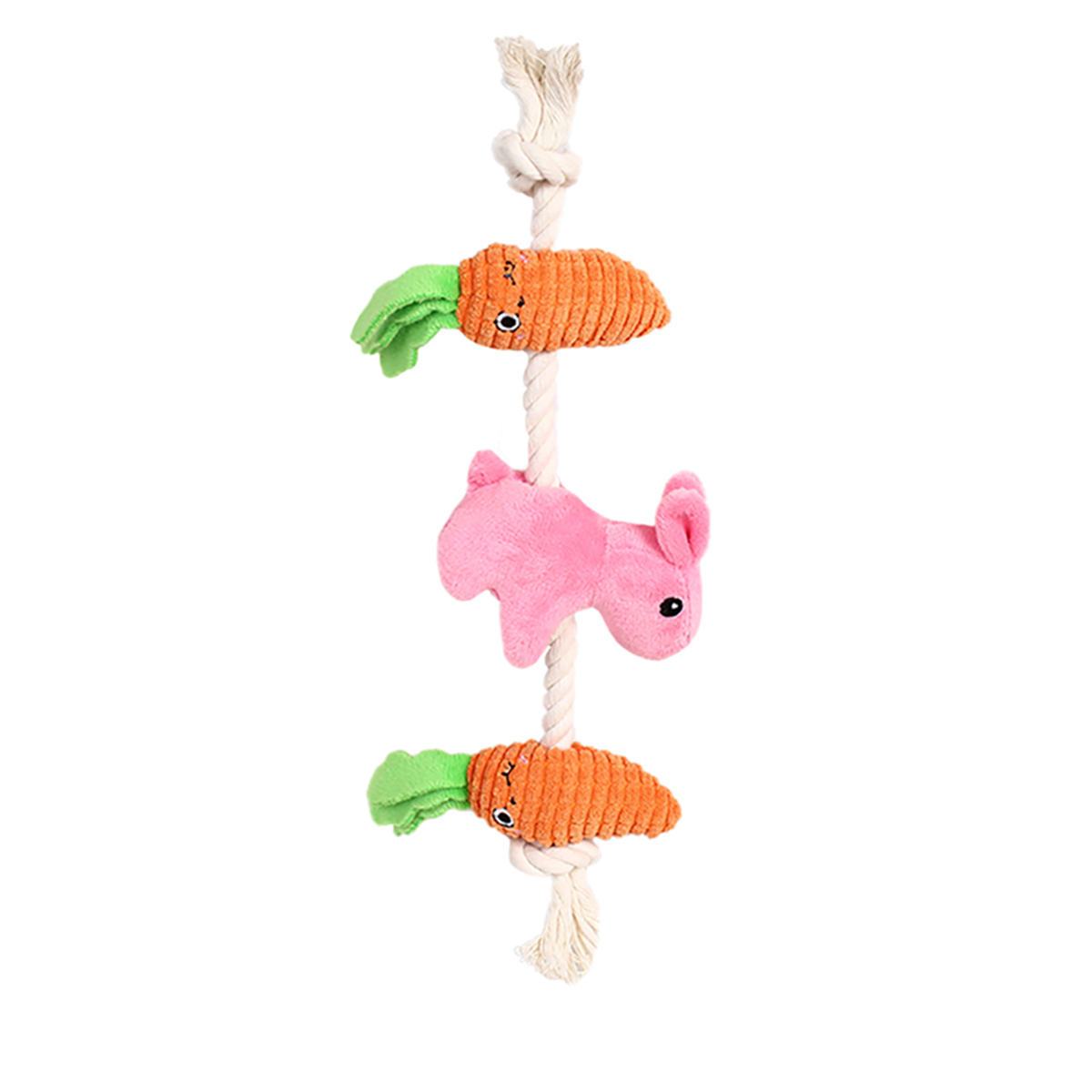 Latipaw Farm Collection Juguete de Cuerda con Peluche de Conejo y Zanahorias para Perro, Chico