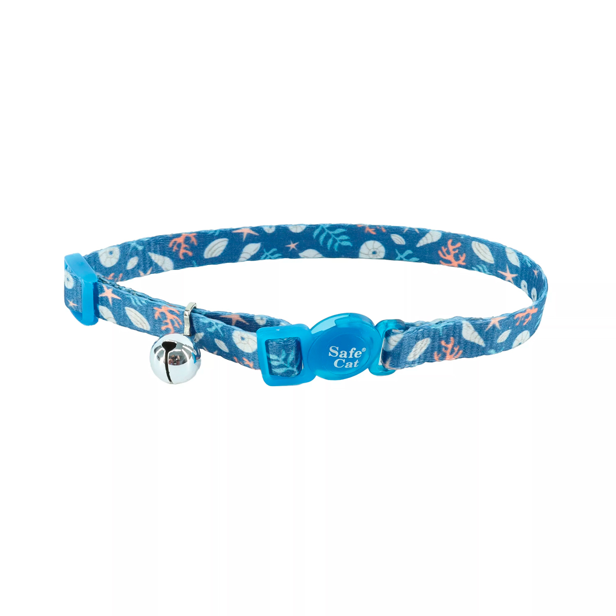Safe Cat Collar con Broche de Seguridad Azul Diseño Bajo el Mar para Gato, 1 Pieza