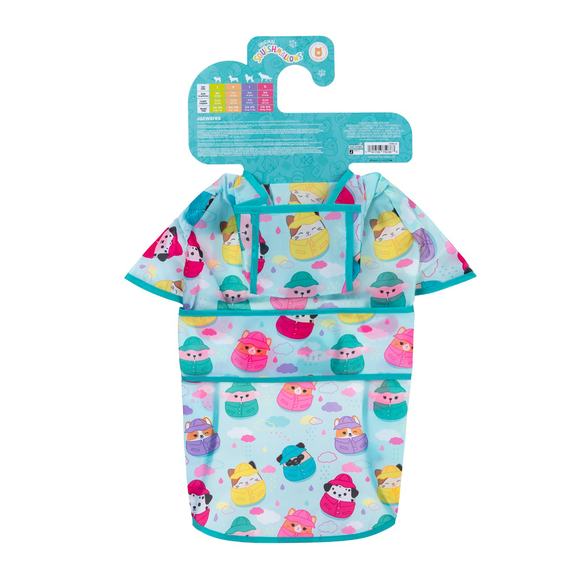 Squishmallows Pets Impermeable Diseño It's Raining Squish para Perro, Mediano