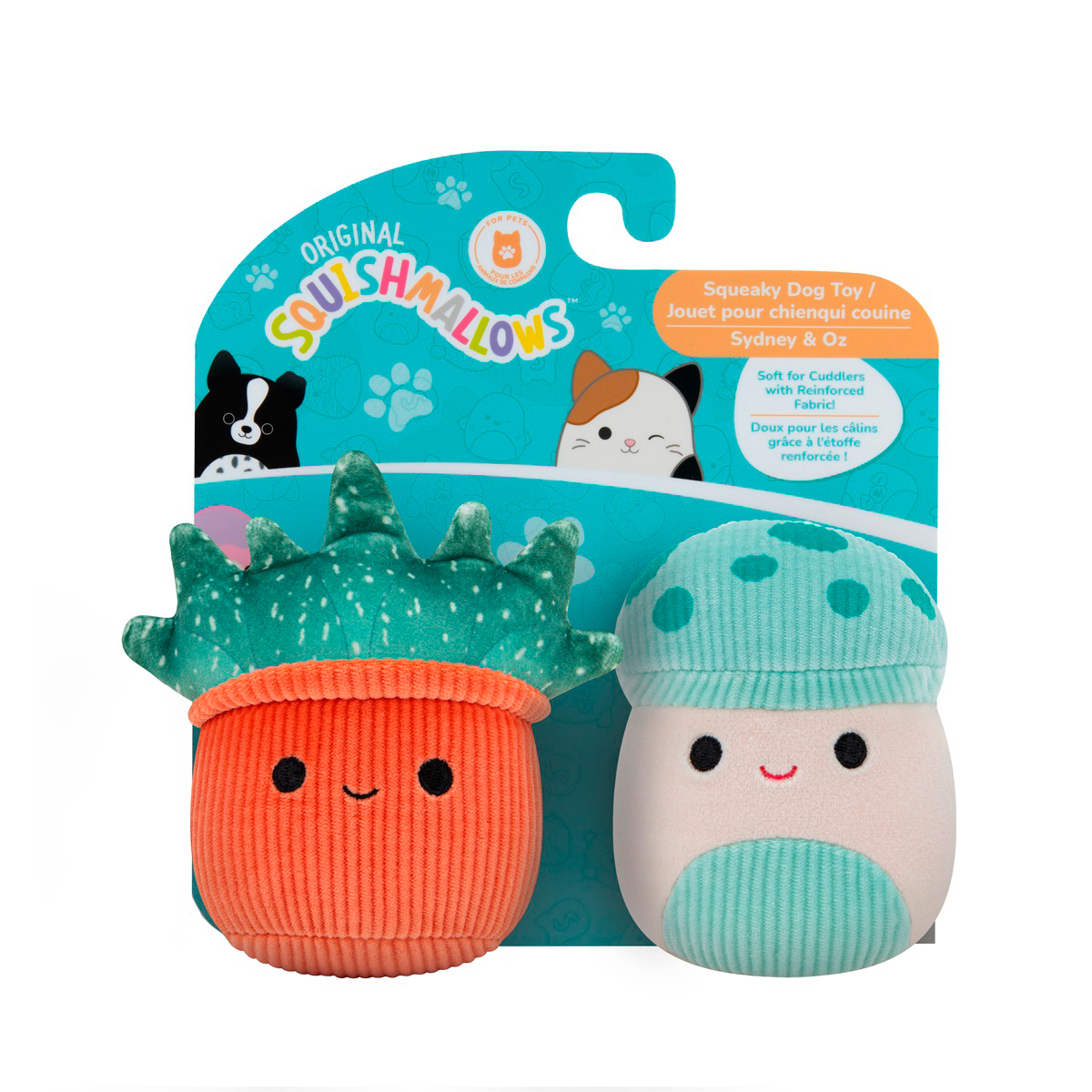 Squishmallows Pets Sidney & Oz Set de Peluches Diseño Hongo y Suculenta para Perro, Chico