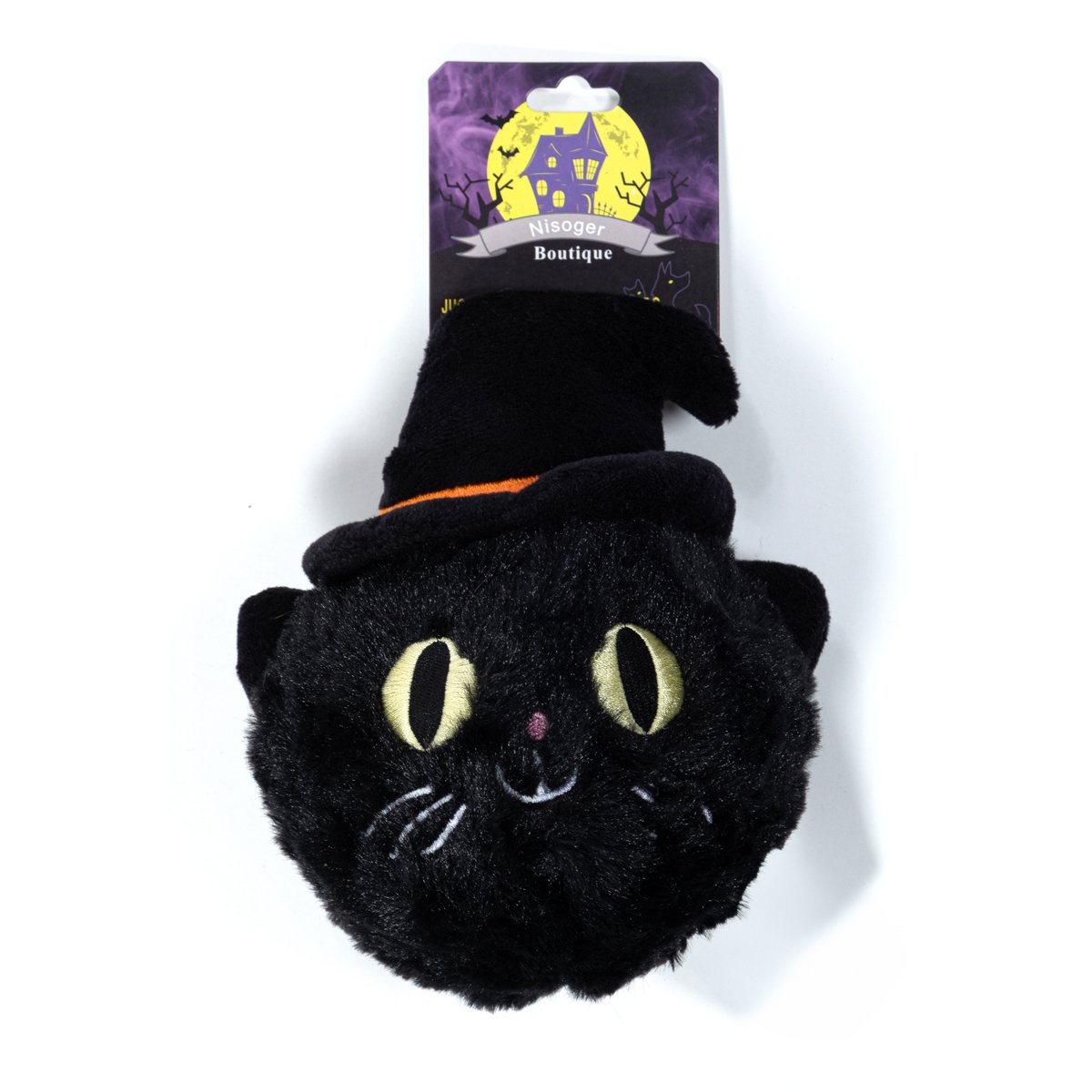 Nisoger Halloween Gato de Peluche con Pelota Interior para Perro, Mediano