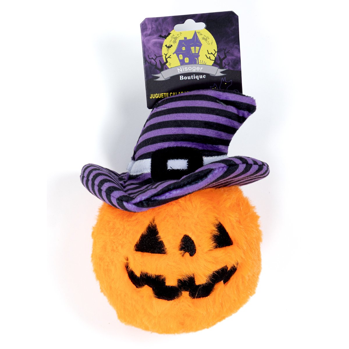 Nisoger Halloween Calabaza de Peluche con Pelota Interior para Perro, Mediano