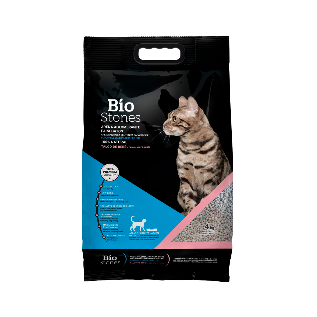 Bio Stones Arena Aglutinante de Bentonita Aroma Lavanda para Gato, 4 kg