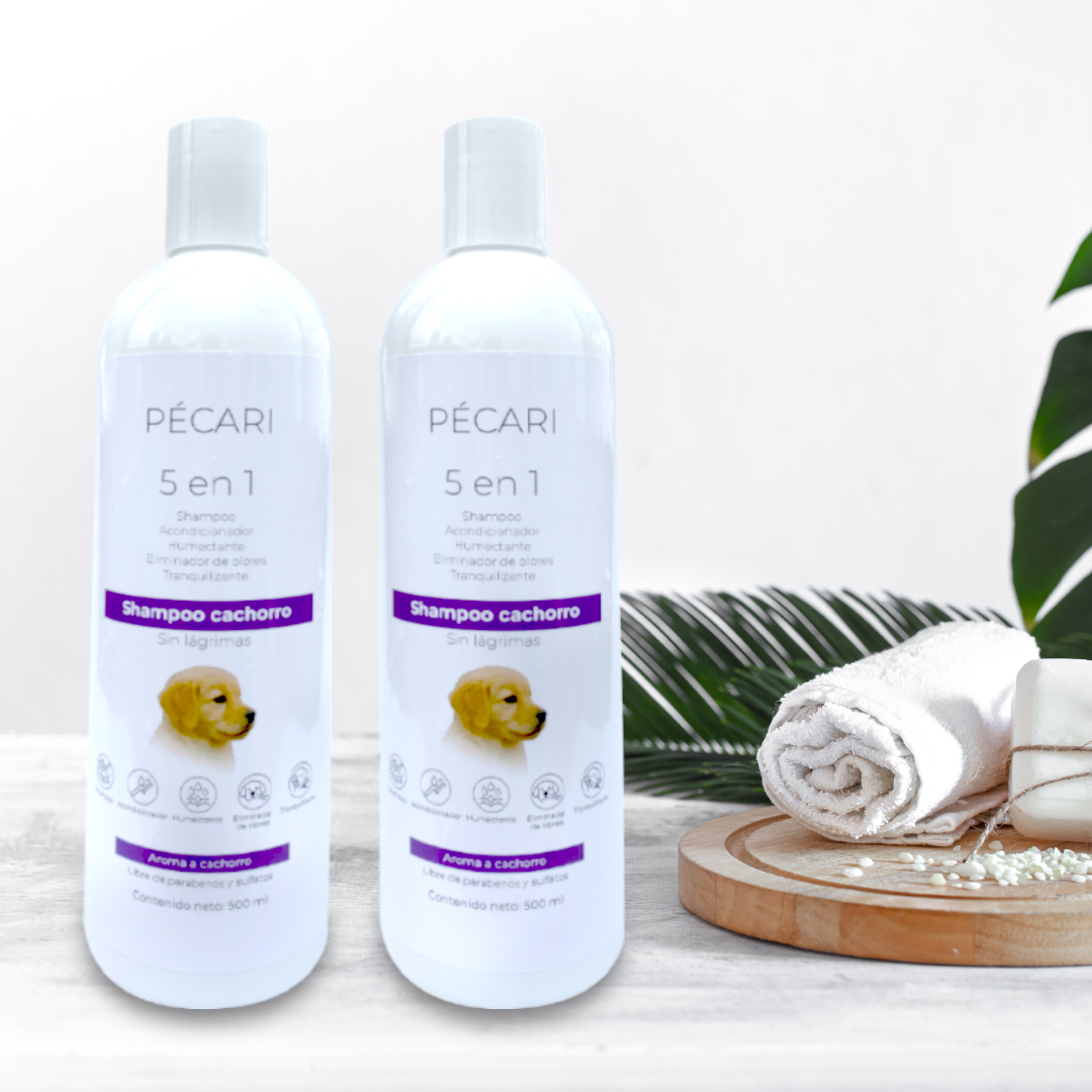 Pecari Shampoo 5 en 1 No Más Lagrimas para Cachorros, 500 ml