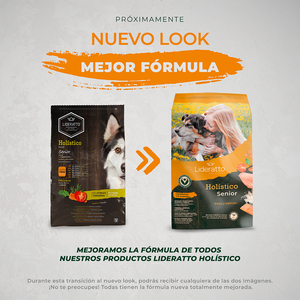 Lideratto Alimento Natural Holístico para Perro Senior Raza Mediana/Grande Receta Pollo y Salmón, 15 kg