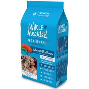 WholeHearted Libre de Granos Alimento Natural para Perro Todas las Edades Receta Salmón y Chícharo, 11 kg