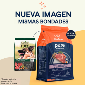 Canidae Pure Alimento Natural sin Granos para Perro Adulto Receta Bisonte, Lenteja y Zanahoria, 9.5 kg