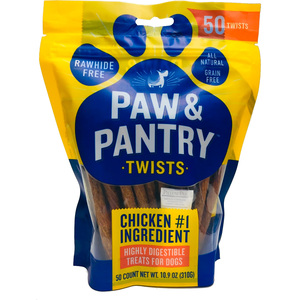 Paw & Pantry Twists Premio Receta Pollo para Perro, 50 Piezas
