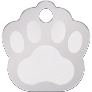 Hillman Group Placa de Identificación Diseño Huellita Cromo para Perro, Grande Hillman Group Placa de Identificación Diseño Huellita Cromo para Perro, Grande