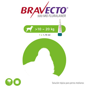 Bravecto Spot-On Pipeta Antiparasitaria para Perro Mediano, 10 a 20 kg