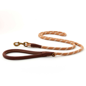 Reddy Correa de Cuerda Color Beige con Detalles en Cuero Genuino para Perro, 1.8 m Reddy Correa de Cuerda Color Beige con Detalles en Cuero Genuino para Perro, 1.8 m
