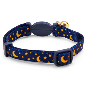 Youly Collar con Broche Diseño Luna y Estrellas para Gato, Azul