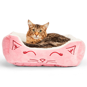 EveryYay SnoozeFest Cama Rectangular con Cara de Gato para Gato Color Rosa EveryYay SnoozeFest Cama Rectangular con Cara de Gato para Gato Color Rosa
