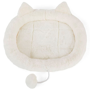 EveryYay SnoozeFest Cama Ovalada Plana con Orejas y Cola para Gato Color Blanco EveryYay SnoozeFest Cama Ovalada Plana con Orejas y Cola para Gato Color Blanco