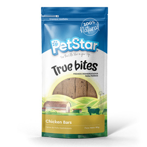 PetStar True Bites Premios Deshidratados Barritas de Pollo para Perro, 80 g