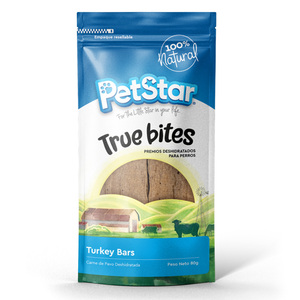PetStar True Bites Premios Deshidratados Barritas de Pavo para Perro, 80 g