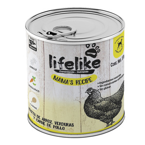 Lifelike Mama's Recipe Alimento Húmedo para Perro Adulto Todas las Razas Receta Arroz y Verduras con Carne de Pollo, 370 g